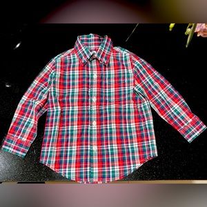 Janie and Jack boys plaid poplin button down shirt for 18-24 months